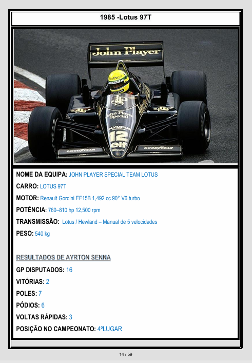 OS 12 CARROS DE F1 DA CARREIRA DE ARYTON SENNA